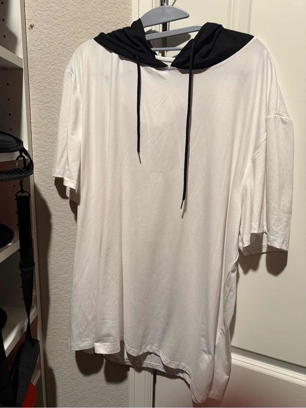NFINITY White Short-Sleeve Hoodie with Black Hood
